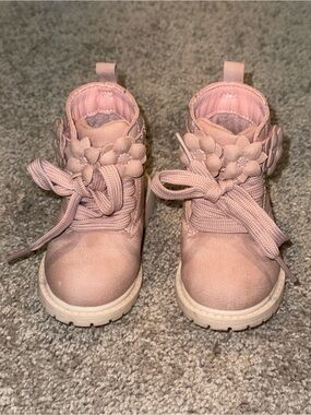 Carter's Pink Floral Lace-Up Kids Ankle Boots